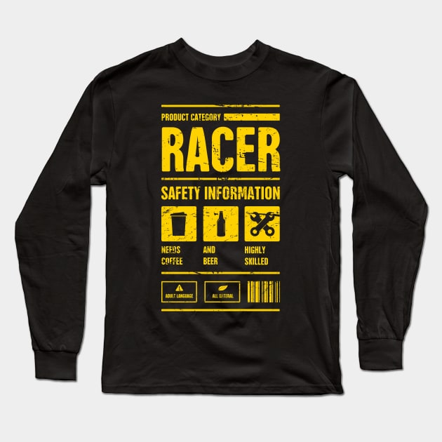 Funny Racer Safety Information | Race Car Gift Long Sleeve T-Shirt by MeatMan